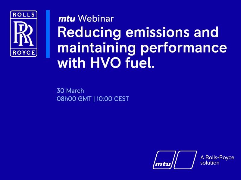 Rolls-Royce: Webcast 30 March | HVO fuel for mtu power generation